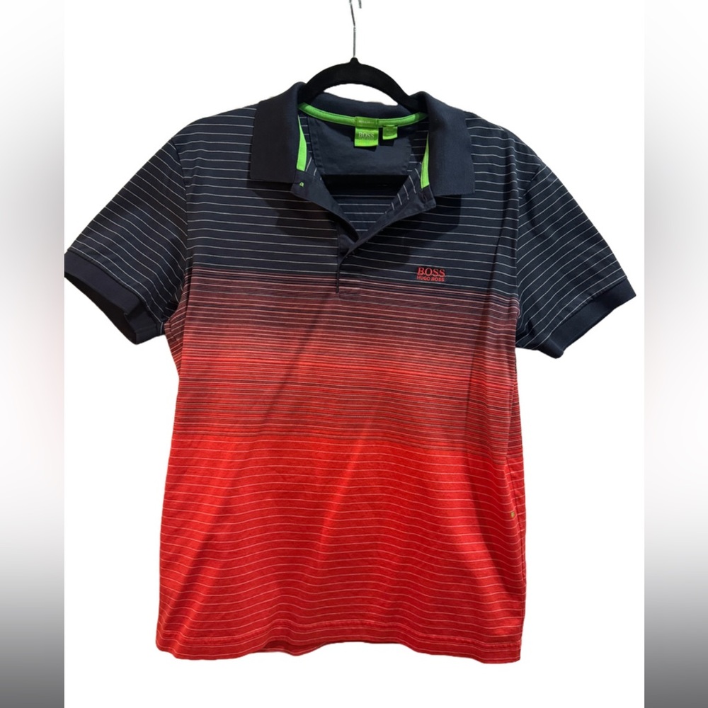 Hugo Boss striped polo shirt standard fit size Large